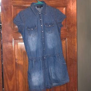 Denim button up romper